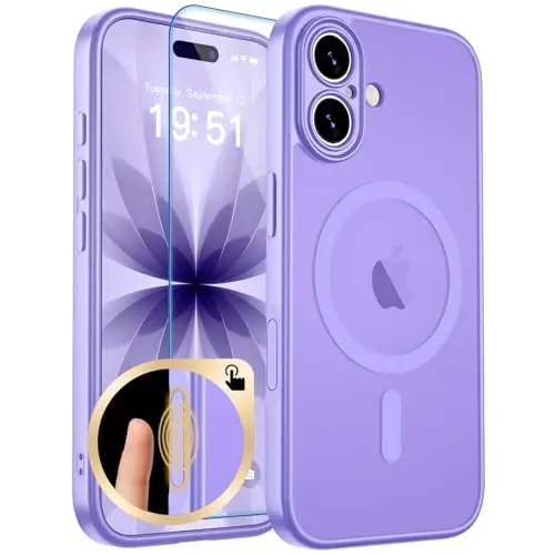 zapica Magnetic for iPhone 17 Case, Upgraded [Camera Control Button] [Full Camera Protection] [with 1 Screen Protector] Translucent Matte Shockproof Protective Phone Cover, Purple 
