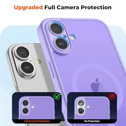 zapica Magnetic for iPhone 17 Case, Upgraded [Camera Control Button] [Full Camera Protection] [with 1 Screen Protector] Translucent Matte Shockproof Protective Phone Cover, Purple - 5
