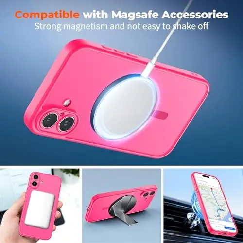 zapica Magnetic for iPhone 17 Case, Upgraded [Camera Control Button] [Full Camera Protection] [with 1 Screen Protector] Translucent Matte Shockproof Protective Phone Cover, Rose Pink - 3
