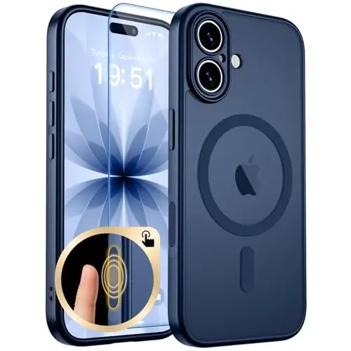 zapica Magnetic for iPhone 17 Case, Upgraded [Camera Control Button] [Full Camera Protection] [with 1 Screen Protector] Translucent Matte Shockproof Protective Phone Cover, Sapphire Blue 