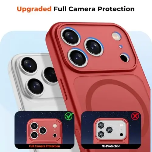 zapica Magnetic for iPhone 17 Pro Case, Upgraded [Camera Control Button] [Full Camera Protection] [with 1 Screen Protector] Translucent Matte Shockproof Protective Phone Cover, Bright Red - 5