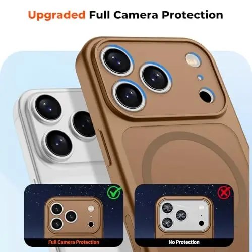 zapica Magnetic for iPhone 17 Pro Case, Upgraded [Camera Control Button] [Full Camera Protection] [with 1 Screen Protector] Translucent Matte Shockproof Protective Phone Cover, Dark Brown - 5