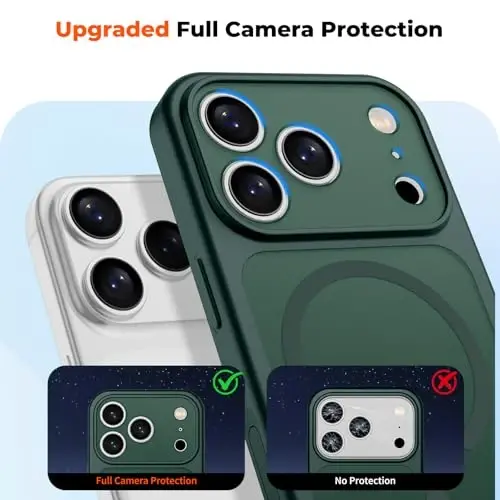 zapica Magnetic for iPhone 17 Pro Case, Upgraded [Camera Control Button] [Full Camera Protection] [with 1 Screen Protector] Translucent Matte Shockproof Protective Phone Cover, Dark Green - 5