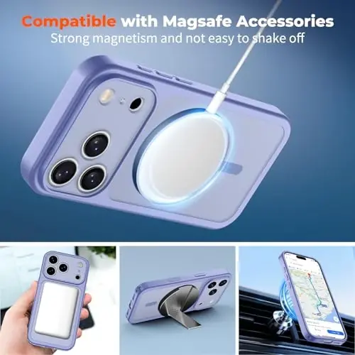 zapica Magnetic for iPhone 17 Pro Case, Upgraded [Camera Control Button] [Full Camera Protection] [with 1 Screen Protector] Translucent Matte Shockproof Protective Phone Cover, Mist Blue - 3