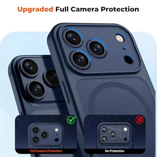 zapica Magnetic for iPhone 17 Pro Case, Upgraded [Camera Control Button] [Full Camera Protection] [with 1 Screen Protector] Translucent Matte Shockproof Protective Phone Cover, Sapphire Blue - 5