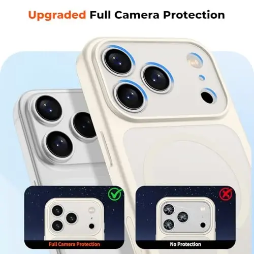 zapica Magnetic for iPhone 17 Pro Max Case, Upgraded [Camera Control Button] [Full Camera Protection] [with 1 Screen Protector] Translucent Matte Shockproof Protective Phone Cover, Creamy White - 5