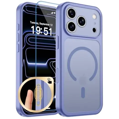 zapica Magnetic for iPhone 17 Pro Max Case, Upgraded [Camera Control Button] [Full Camera Protection] [with 1 Screen Protector] Translucent Matte Shockproof Protective Phone Cover, Mist Blue 