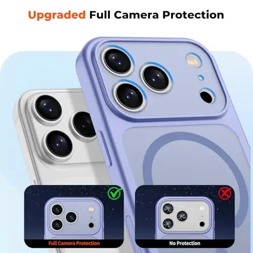 zapica Magnetic for iPhone 17 Pro Max Case, Upgraded [Camera Control Button] [Full Camera Protection] [with 1 Screen Protector] Translucent Matte Shockproof Protective Phone Cover, Mist Blue - 5
