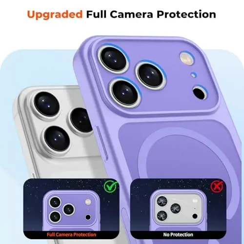 zapica Magnetic for iPhone 17 Pro Max Case, Upgraded [Camera Control Button] [Full Camera Protection] [with 1 Screen Protector] Translucent Matte Shockproof Protective Phone Cover, Purple - 5