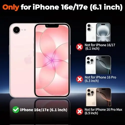 zapica Magnetic for iPhone 17e Case & iPhone 16e Case, with [Tempered Glass Screen Protector] [Compatible with MagSafe] Translucent Matte Shockproof Anti-Scratch Phone Cover, Pink - ZAPICA (1)