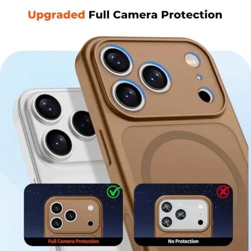 zapica Magnetic for iPhone 18 Pro Case, Dark Brown | Upgraded Camera Control Button, Full Camera Protection, with Screen Protector, Translucent Matte Shockproof Phone Cover - 5