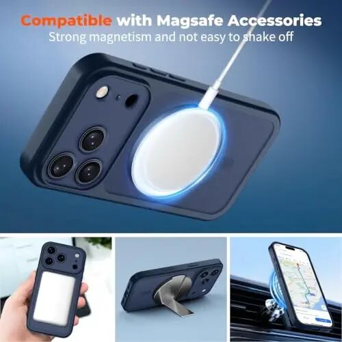 zapica Magnetic for iPhone 18 Pro Case, Sapphire Blue | Upgraded Camera Control Button, Full Camera Protection, with Screen Protector, Translucent Matte Shockproof Phone Cover - 3