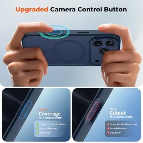 zapica Magnetic for iPhone 18 Pro Case, Sapphire Blue | Upgraded Camera Control Button, Full Camera Protection, with Screen Protector, Translucent Matte Shockproof Phone Cover - 4