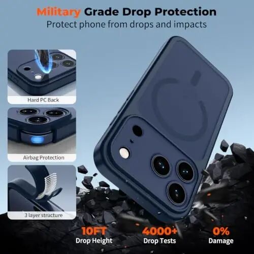 zapica Magnetic for iPhone 18 Pro Case, Sapphire Blue | Upgraded Camera Control Button, Full Camera Protection, with Screen Protector, Translucent Matte Shockproof Phone Cover - 6