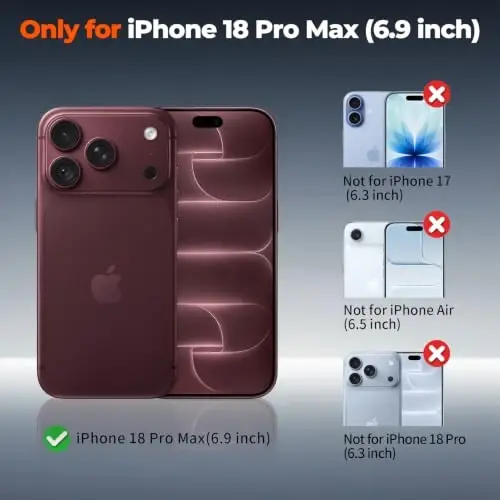 zapica Magnetic for iPhone 18 Pro Max Case, Burgundy | Upgraded Camera Control Button, Full Camera Protection, with Screen Protector, Translucent Matte Shockproof Phone Cover - 2