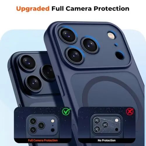 zapica Magnetic for iPhone 18 Pro Max Case, Deep Blue | Upgraded Camera Control Button, Full Camera Protection, with Screen Protector, Translucent Matte Shockproof Phone Cover - 5