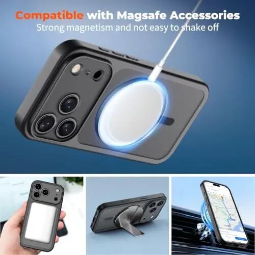zapica Magnetic for iPhone 18 Pro Max Case, Midnight Black | Upgraded Camera Control Button, Full Camera Protection, with Screen Protector, Translucent Matte Shockproof Phone Cover - 3