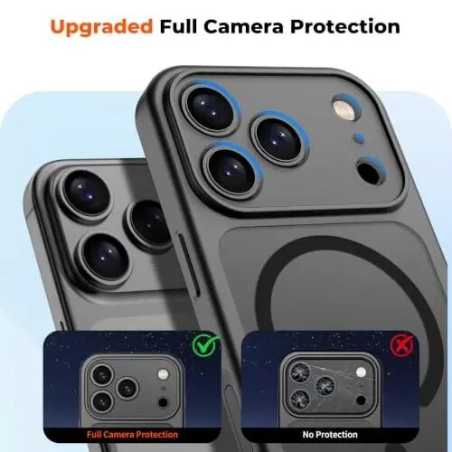 zapica Magnetic for iPhone 18 Pro Max Case, Midnight Black | Upgraded Camera Control Button, Full Camera Protection, with Screen Protector, Translucent Matte Shockproof Phone Cover - 5