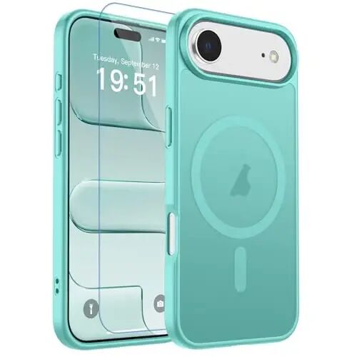 zapica Magnetic for iPhone Air Case, Blue Green | with Screen Protector, Compatible with MagSafe, Military Grade Drop Protection, Translucent Matte Anti-Scratch Phone Cover - 1