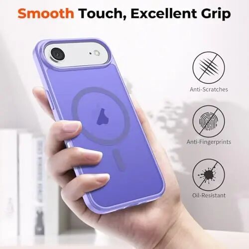 zapica Magnetic for iPhone Air Case, Light Purple | with Screen Protector, Compatible with MagSafe, Military Grade Drop Protection, Translucent Matte Anti-Scratch Phone Cover - 6