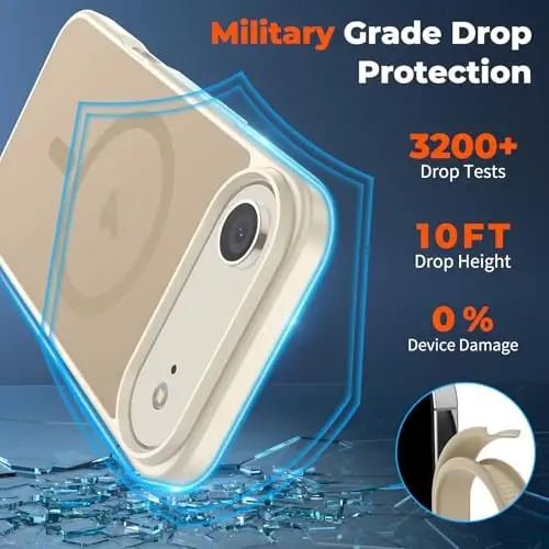 zapica Magnetic for iPhone Air Case, with [Tempered Glass Screen Protector] [Compatible with MagSafe] Translucent Matte Shockproof Anti-Scratch Phone Cover, Desert Gold - 4