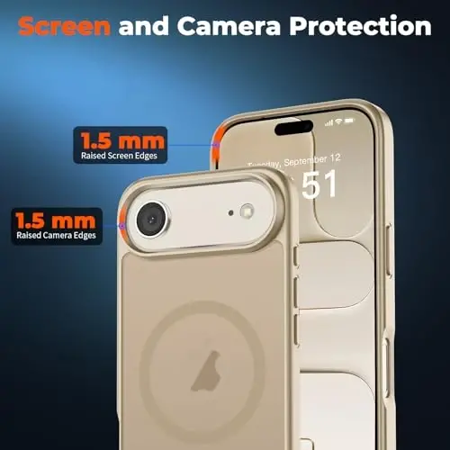 zapica Magnetic for iPhone Air Case, with [Tempered Glass Screen Protector] [Compatible with MagSafe] Translucent Matte Shockproof Anti-Scratch Phone Cover, Desert Gold - 5