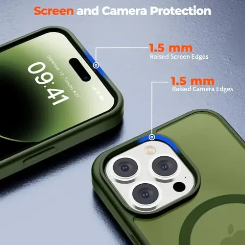 zapica Magnetic için iPhone 14 Pro Max Kılıfı, [MagSafe ile Uyumlu] [Askeri Sınıf Düşme Koruması] Yarı Saydam Mat Darbeye Dayanıklı Çizilmez Telefon Kılıfı, Cangling Yeşili - 5