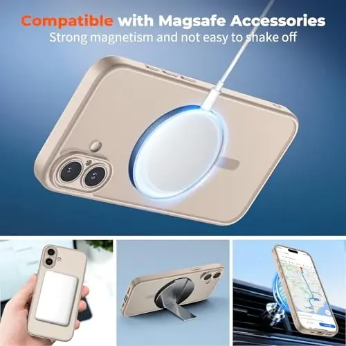 Zapica Magnetic için iPhone 16 Plus Kılıfı, Geliştirilmiş [Kamera Kontrol Düğmesi] [Tam Kamera Koruması] [1 Ekran Koruyucu ile] Yarı Saydam Mat Darbeye Dayanıklı Koruyucu Telefon Kılıfı, Kum Altını - 3