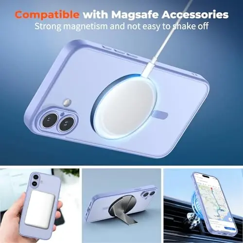zapica Magnetic için iPhone 16 Plus Kılıfı, Geliştirilmiş [Kamera Kontrol Düğmesi] [Tam Kamera Koruması] [1 Ekran Koruyucu ile] Yarı Saydam Mat Darbeye Dayanıklı Koruyucu Telefon Kılıfı, Sis Mavisi - 3