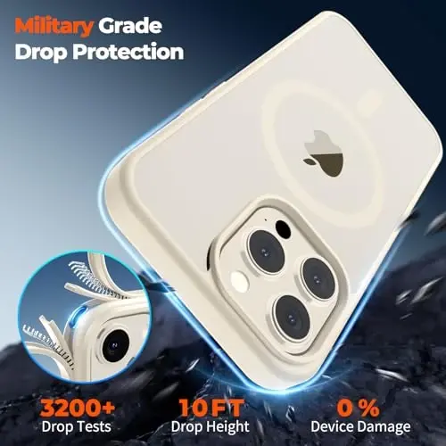 zapica Magnetic for iPhone 14 Pro Case, Antique White | Compatible with MagSafe, Military Grade Drop Protection, Translucent Matte Anti-Scratch Phone Cover - 4