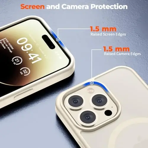 zapica Magnetic for iPhone 14 Pro Case, Antique White | Compatible with MagSafe, Military Grade Drop Protection, Translucent Matte Anti-Scratch Phone Cover - 5