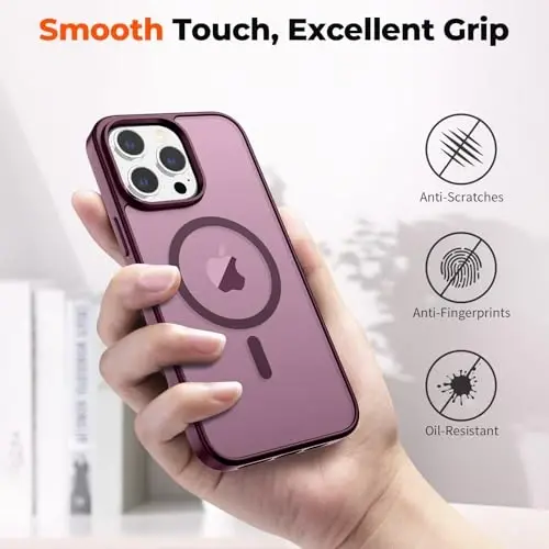 zapica Magnetic for iPhone 14 Pro Case, Wine Red | Compatible with MagSafe, Military Grade Drop Protection, Translucent Matte Anti-Scratch Phone Cover - 6