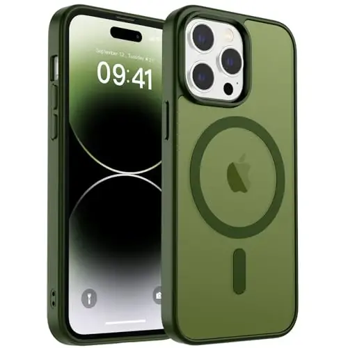 zapica Magnetic for iPhone 14 Pro Max Case, Cangling Green | Compatible with MagSafe, Military Grade Drop Protection, Translucent Matte Anti-Scratch Phone Cover 