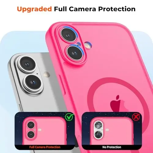 zapica Magnetic for iPhone 16 Plus Case, Rose Pink | Upgraded Camera Control Button, Full Camera Protection, with Screen Protector, Translucent Matte Shockproof Phone Cover - 5