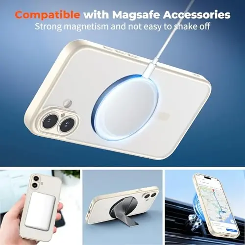 zapica Magnetic for iPhone 16 Plus Case, Creamy White | Upgraded Camera Control Button, Full Camera Protection, with Screen Protector, Translucent Matte Shockproof Phone Cover - 3
