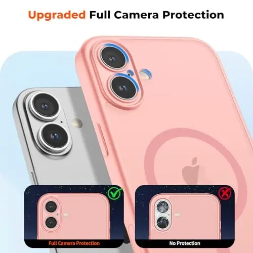 zapica Magnetic for iPhone 16 Plus Case, Upgraded [Camera Control Button] [Full Camera Protection] [with 1 Screen Protector] Translucent Matte Shockproof Protective Phone Cover, Orange Pink - 5