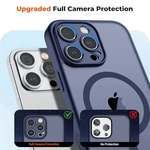 zapica Magnetic for iPhone 16 Pro Case, Deep Blue | Upgraded Camera Control Button, Full Camera Protection, with Screen Protector, Translucent Matte Shockproof Phone Cover - 5