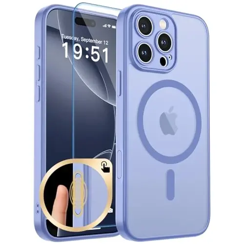 zapica Magnetic for iPhone 16 Pro Case, Upgraded [Camera Control Button] [Full Camera Protection] [with 1 Screen Protector] Translucent Matte Shockproof Protective Phone Cover, Mist Blue 