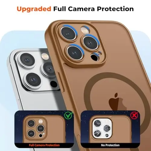 zapica Manyetik iPhone 16 Pro Kılıfı, Geliştirilmiş [Kamera Kontrol Düğmesi] [Tam Kamera Koruması] [1 Ekran Koruyucu ile] Yarı Saydam Mat Darbeye Dayanıklı Koruyucu Telefon Kapağı, Koyu Kahverengi - 5