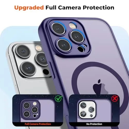 zapica Magnetic for iPhone 16 Pro Case, Deep Purple | Upgraded Camera Control Button, Full Camera Protection, with Screen Protector, Translucent Matte Shockproof Phone Cover - 5
