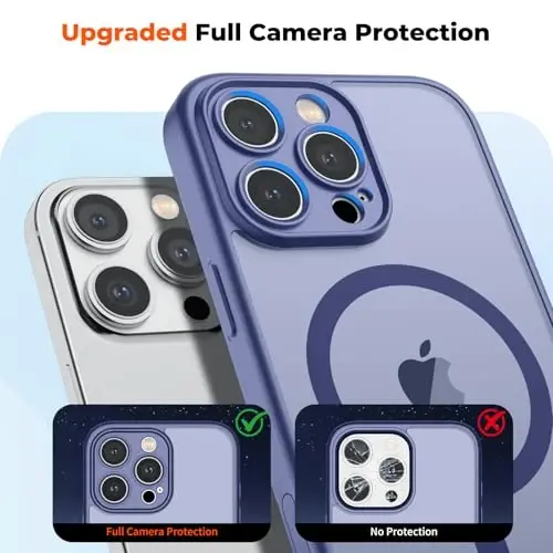 zapica Magnetic for iPhone 16 Pro Case, Blue Gray | Upgraded Camera Control Button, Full Camera Protection, with Screen Protector, Translucent Matte Shockproof Phone Cover - 5
