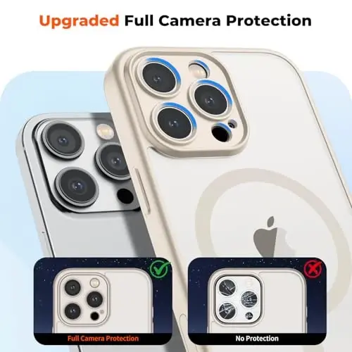 zapica Magnetic for iPhone 16 Pro Case, Creamy White | Upgraded Camera Control Button, Full Camera Protection, with Screen Protector, Translucent Matte Shockproof Phone Cover - 5