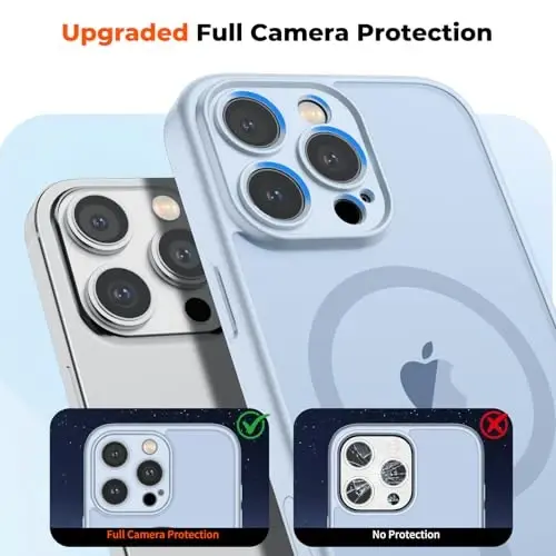 zapica Magnetic for iPhone 16 Pro Max Case, Upgraded [Camera Control Button] [Full Camera Protection] [with 1 Screen Protector] Translucent Matte Shockproof Protective Phone Cover, Silver Blue - 5
