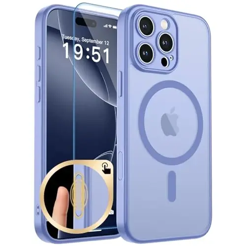 zapica Magnetic for iPhone 16 Pro Max Case, Mist Blue | Upgraded Camera Control Button, Full Camera Protection, with Screen Protector, Translucent Matte Shockproof Phone Cover 