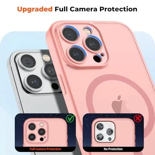 zapica Magnetic for iPhone 16 Pro Max Case, Upgraded [Camera Control Button] [Full Camera Protection] [with 1 Screen Protector] Translucent Matte Shockproof Protective Phone Cover, Orange Pink - 5