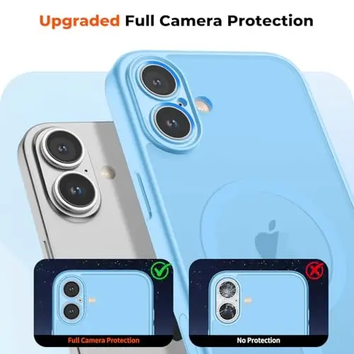 zapica Magnetic for iPhone 17 Case, Sky Blue | Upgraded Camera Control Button, Full Camera Protection, with Screen Protector, Translucent Matte Shockproof Phone Cover - 5