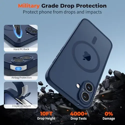 zapica Magnetic for iPhone 17 Case, Sapphire Blue | Upgraded Camera Control Button, Full Camera Protection, with Screen Protector, Translucent Matte Shockproof Phone Cover - 6