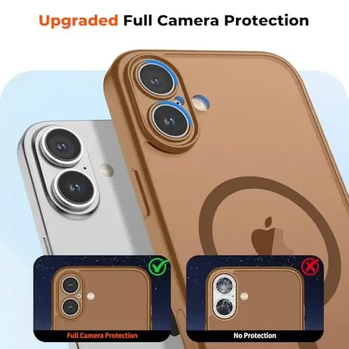 zapica Magnetic for iPhone 17 Case, Upgraded [Camera Control Button] [Full Camera Protection] [with 1 Screen Protector] Translucent Matte Shockproof Protective Phone Cover, Dark Brown - 5