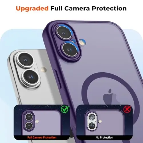 zapica Magnetic for iPhone 17 Case, Deep Purple | Upgraded Camera Control Button, Full Camera Protection, with Screen Protector, Translucent Matte Shockproof Phone Cover - 5