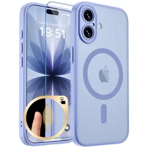 zapica Magnetic for iPhone 17 Case, Upgraded [Camera Control Button] [Full Camera Protection] [with 1 Screen Protector] Translucent Matte Shockproof Protective Phone Cover, Mist Blue 